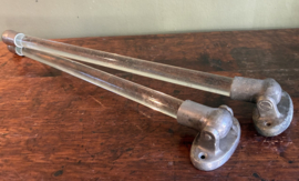 Antiek Frans Art Deco Handdoekstang – Glas & Nikkel/Aluminium – Jaren 30