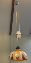 Antieke Art Deco Trekpendel – Handbeschilderd Glas – Jaren '20/'30