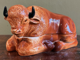 Zeldzame Vintage Michel Caugant Terrine Bizon – Handbeschilderd