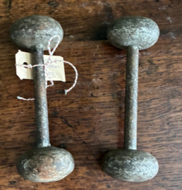 Set Antieke Gietijzeren Dumbbells / Halters