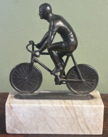 Antieke Art Deco Wielrenner op Marmeren Voet – Jaren 20/30 (Wielrennen)