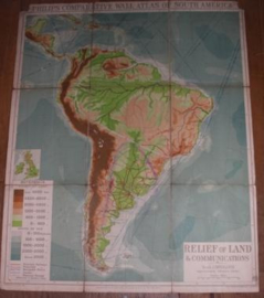 Landkaart Zuid America "Relief of Land"