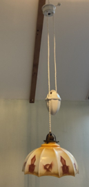 Antieke Art Deco Trekpendel – Handbeschilderd Glas – Jaren '20/'30