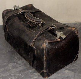 Antieke / Vintage Robuuste Bruin Leren Dokterstas (Gladstone model) – Eerste helft 20e eeuw