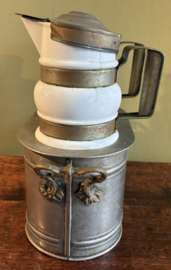 Antieke Franse Café-au-Lait Set – Complete Bain-Marie Koffie/Melkset