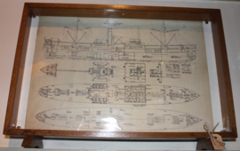 ingelijste scheepsbouw tekening "SS Borodino"