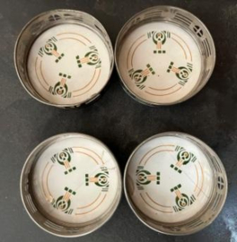 Art Deco keramieken dienbladen met  4 onderzetters