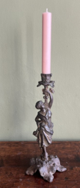 Antieke Figuratieve Kandelaar – Klassieke Dame in Zamak/Regule