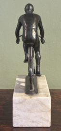 Antieke Art Deco Wielrenner op Marmeren Voet – Jaren 20/30 (Wielrennen)