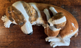 Groot Italiaans Keramisch Hondenbeeld – Spaniel met Pup – Vintage 70s