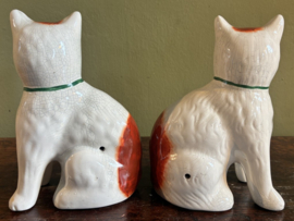 Prachtig Koppel Antieke Staffordshire Stijl Katten – Vintage Haardkatten
