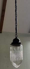 Antieke 'Eikel' Hanglamp – Geslepen Glas met Unieke Schakelketting