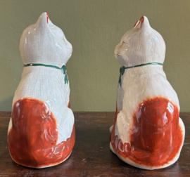 Prachtig Koppel Antieke Staffordshire Stijl Katten – Vintage Haardkatten