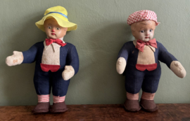 Vintage karakterpoppen uit de jaren 30 of vroege jaren 40