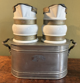 Antieke Franse Café-au-Lait Set – Complete Bain-Marie Koffie/Melkset