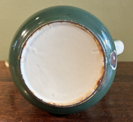 Vintage Emaille Koffiepot – Groen/Wit Gestreept