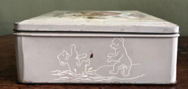 Vintage Van Melle Bewaarblik / Koektrommel met Beren – Nostalgisch & Decoratief