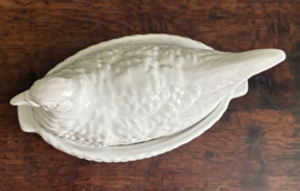 Vintage Witte Keramische Patéterrine