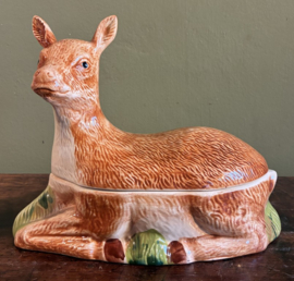 Prachtige Vintage Michel Caugant Terrine Hinde (Hertje) – Handbeschilderd