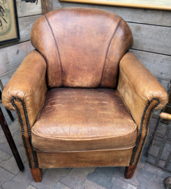 Vintage Schapenleren Club Fauteuil Cognac Chesterfield (Epe)