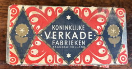 Vintage Verkade Biscuits blik – Nostalgische koektrommel (Art Deco / Vlindermotief)