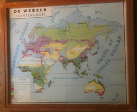 Houten wisselkader met wereldkaarten