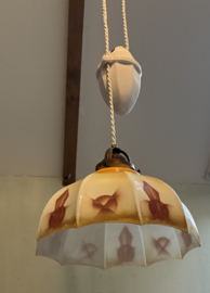 Antieke Art Deco Trekpendel – Handbeschilderd Glas – Jaren '20/'30