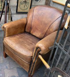 Vintage Schapenleren Club Fauteuil Cognac Chesterfield (Epe)