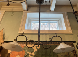 Antieke gas-omgebouwde pendellamp