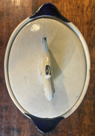 Vintage Keulse haringpot / visterrine met visdeksel – Steengoed