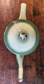 Vintage Emaille Koffiepot – Groen/Wit Gestreept