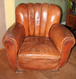 Oude Franse Schapenleder Club fauteuil