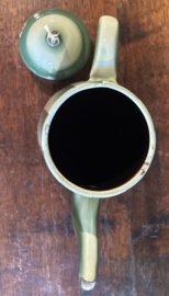 Vintage Emaille Koffiepot – Groen/Wit Gestreept