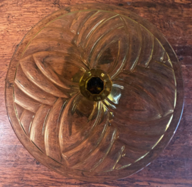 Vintage Art Deco Taartschotel op Voet – Amber Persglas (Val Saint Lambert) – Jaren '30