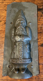 Antieke Metalen Chocoladevorm – Nostalgische Kerstman / Belsnickle