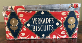Vintage Verkade Biscuits blik – Nostalgische koektrommel (Art Deco / Vlindermotief)