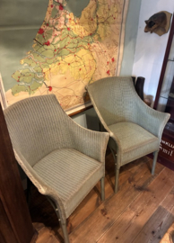 Set van 2 Vintage Gevlochten Armstoelen – Grijs/Groen (Epe)