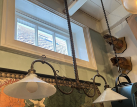 Antieke gas-omgebouwde pendellamp