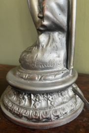 Elegante Art Nouveau Stijl Tafellamp - Vrouwenfiguur met Kralenkap