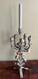 Vintage Toleware Kandelaar – Floraal Design met 6 Armen