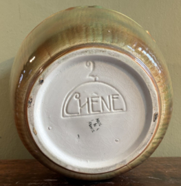 Antieke Franse Barbotine Cache-Pot "Chêne" – Art Nouveau Bloempot c. 1900