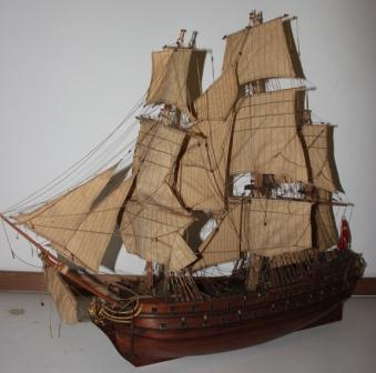 Zeer fraai gedetailleerd houten scheepsmodel