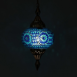 oosterse hanglamp mozaïek - pompoen-BLUE-TD