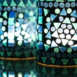 Stimmungsvoller Teehalter Zylinder - Mosaikblau - Indisches Design