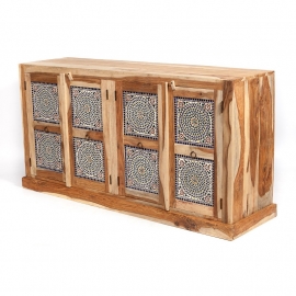 Oriental 4 door cabinet with mosaic