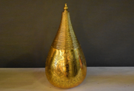  Orientalische Tischlampe im filigranen Stil, tropfenförmig, klein, Vintage-Gold