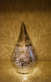 Oriëntaalse tafellamp filigrain style druppel - vintage zilver-large