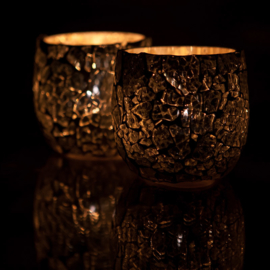 orientalischer Teehalter aus Knisterglas - konvex