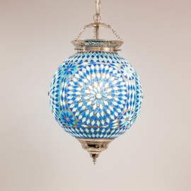 oosterse mozaïek hanglamp - diameter 25 cm-BLUE-TD