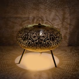 Orientalische Tischlampe im filigranen Ufo-Stil – Vintage-Gold